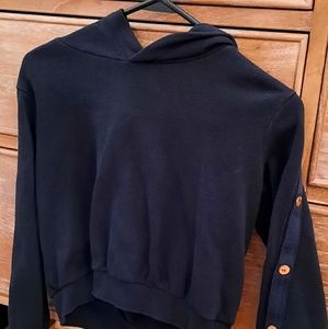 Cropped Black Sweatshirt with Buttons